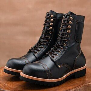 Craft & Glory Combat Boots 8" (Raven Black) Goodyear Welted Size 12D